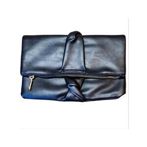 Sole Society fold-over clutch black twist detail